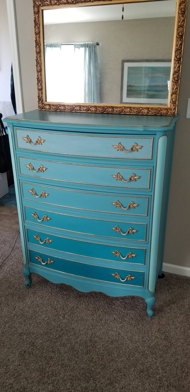 Turquoise Ombre French Provincial Dresser